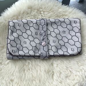 Christian Dior Sacs de Beaute Jacquard Silk Honeycomb Foldover Travel Bag